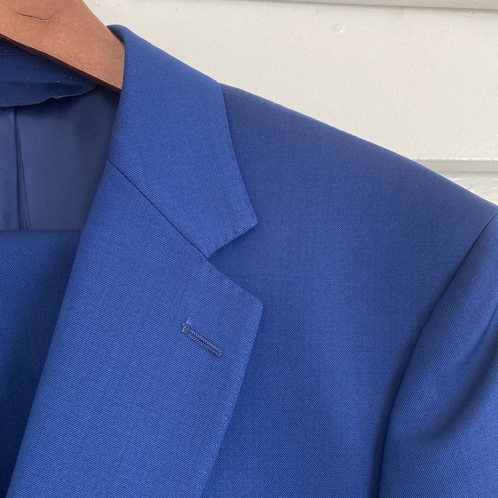 Baroni Max Davoli Royal Blue Suit Super 150s Black 100% Wool 42S